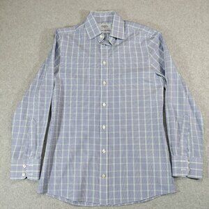 Charles Tyrwhitt Shirt Mens 14.5/32 Slim Fit Blue Plaid Cotton Button Up